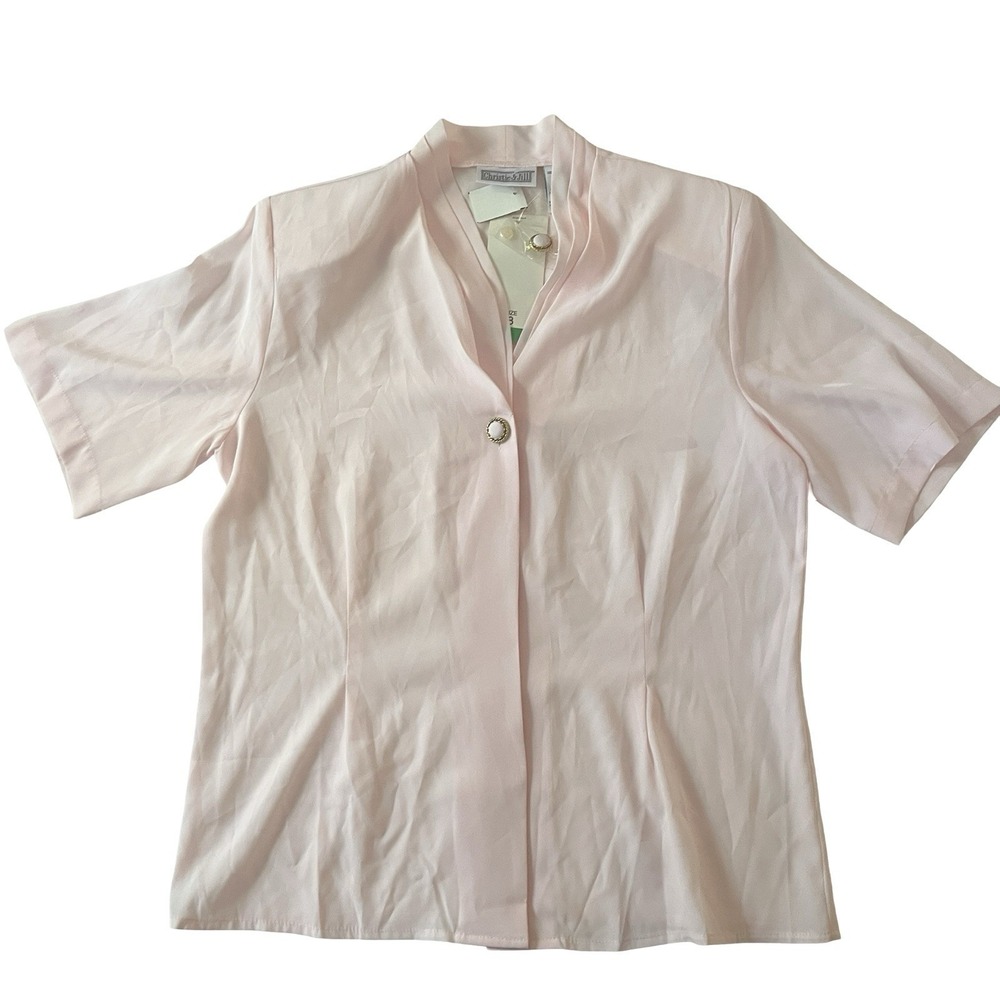 NWT ONS Christie & Jill Blush Light Pink Blouse Button Up‎ Formal Career Office